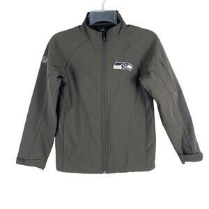 NFL Apparel Seattle Seahawks Grey Logo Soft Shell Full Zip Jacket KIDS Small